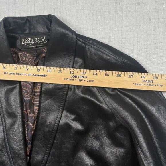 Vintage Russell Scott Liquid Faux Leather Blazer Black Jacket Size M/L - Picture 10 of 16